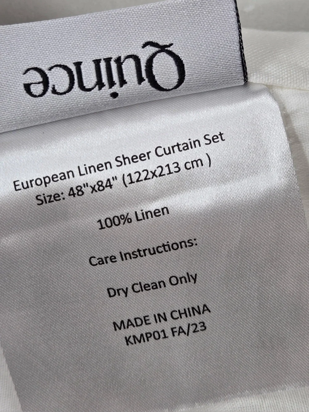NWT QUINCE Set Of 2 48x84 European Linen Sheer Curtains White 0506